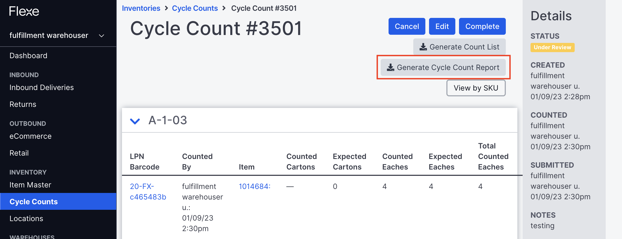 What Is A Cycle Count Report