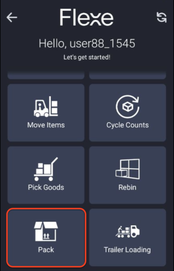 Packing from a Rebin Cart Flexe
