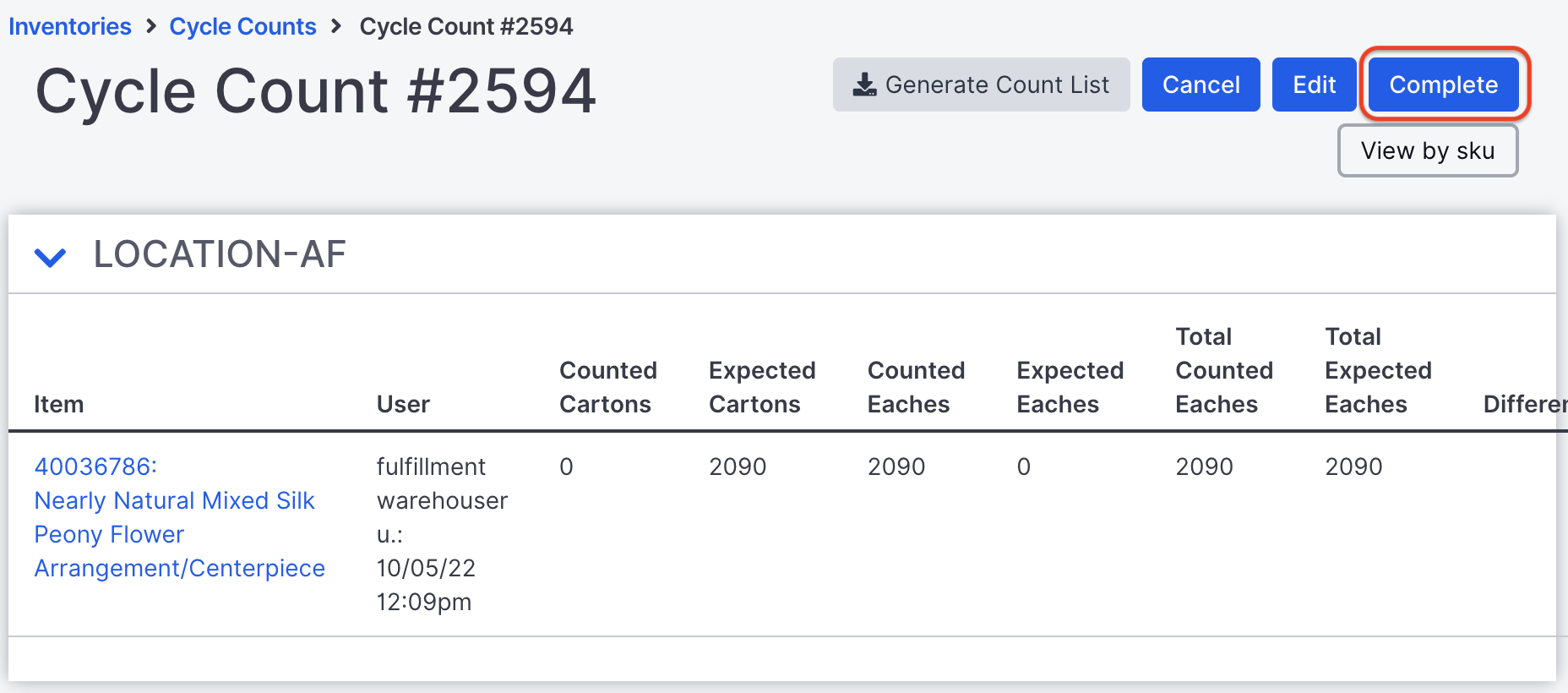 Reviewing & Approving Cycle Counts – Flexe