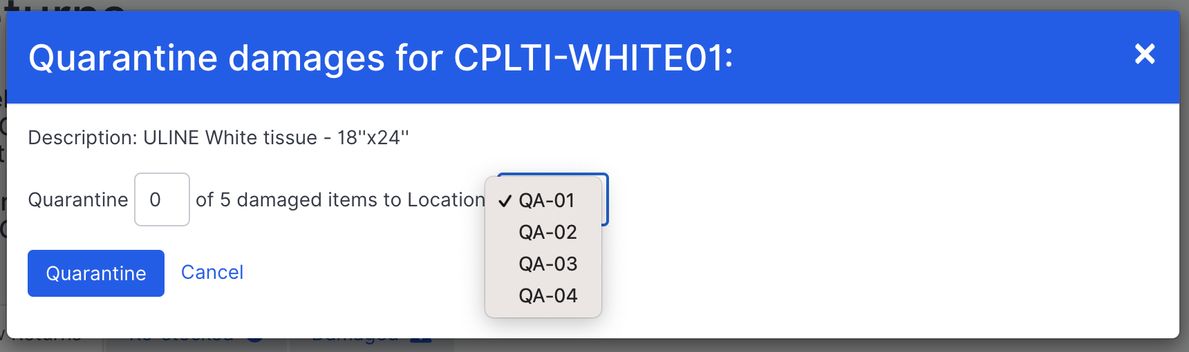 InboundReturnsProcessing_DamagedProcessingSelectQualityAuditLocation.png