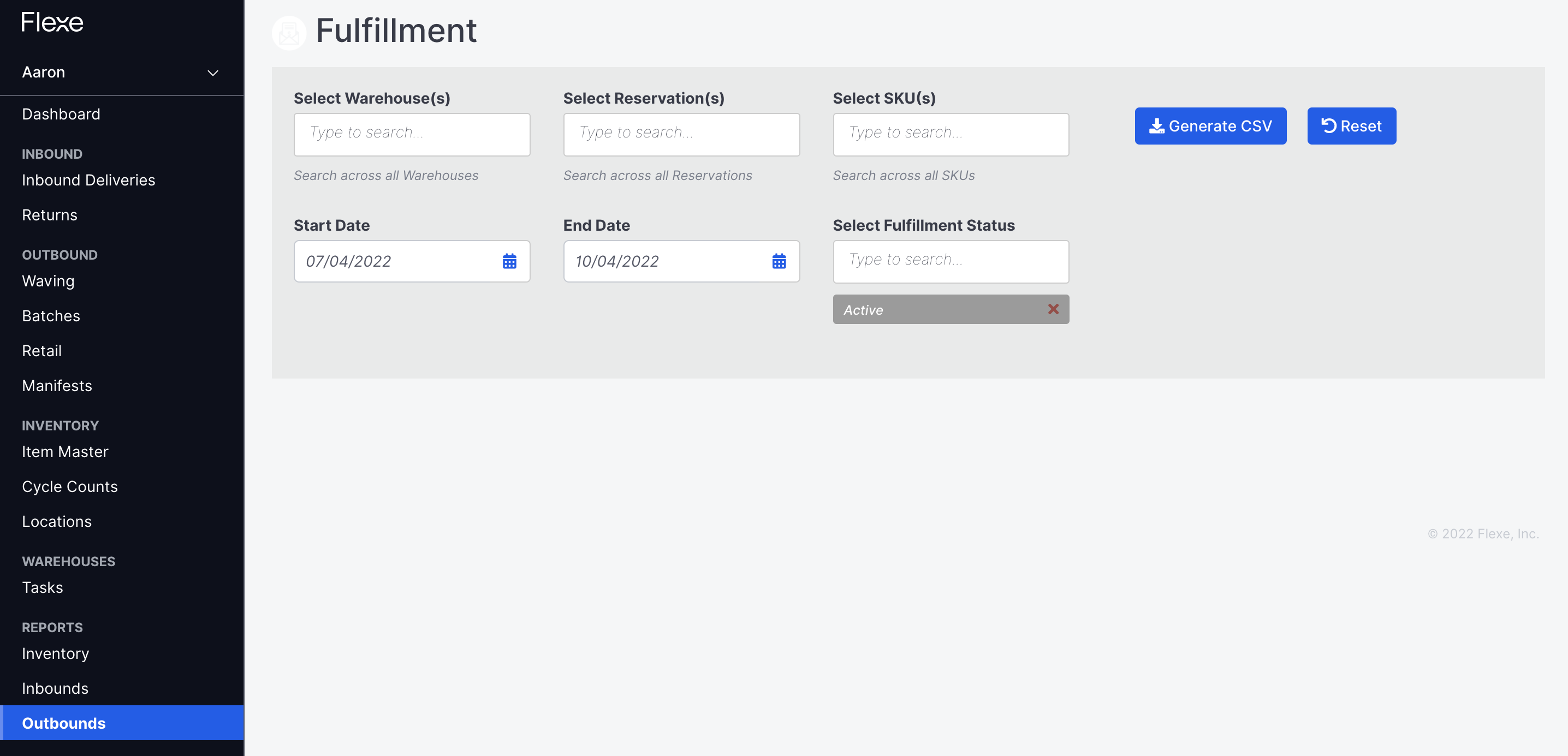 Fulfillment Reports for Warehouses – Flexe